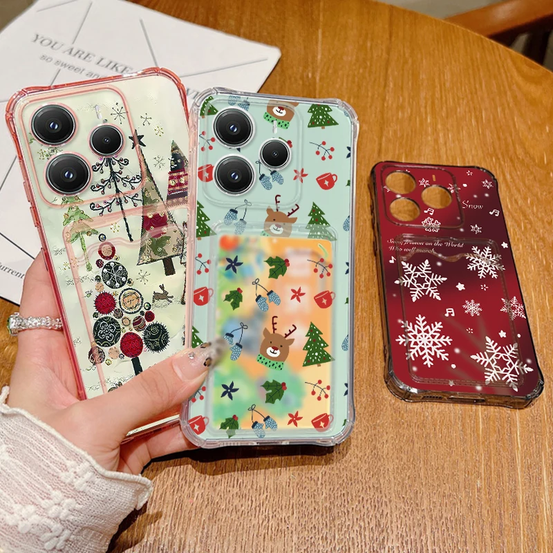 حافظة لهاتف شاومي ريدمي نوت 14 برو بلس 5G نوت 13 12 برو 14C 13C 4G شجرة عيد الميلاد مطبوعة غطاء خلفي ناعم من البولي يوريثان #5