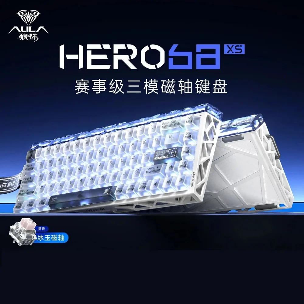 AULA Hero68 XS Magnetic Keyboard Tri-Mode Bluetooth 6000mAh Battery Hall Effect Dual 8K Rapid Trigger 0.005mm RGB Gamer Keyboard