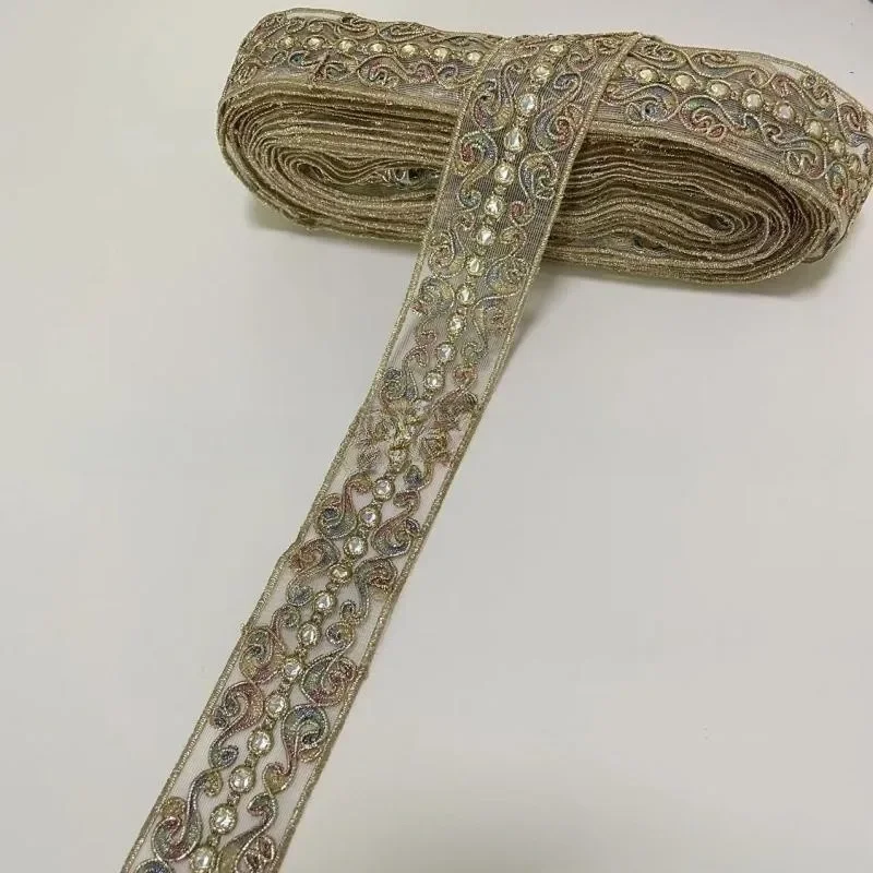 Sequined Embroidery Ribbons, Lace Applique, Sewing Apparel, Trims Accessories, 1 Yards