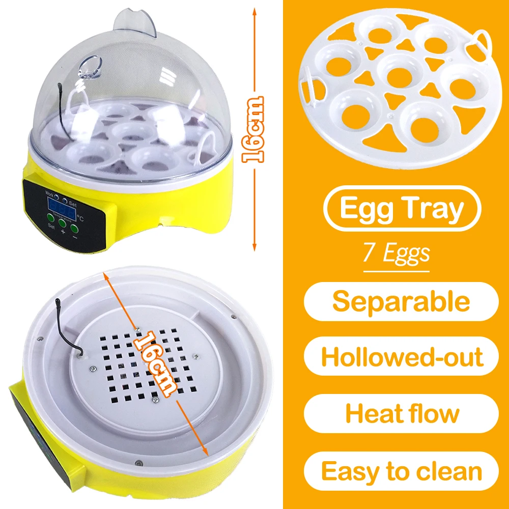 7 Eggs Automatic Egg Incubator Brooder 110/220V Poultry Incubator with Digital Intelligent Temperature Control Heating Equipment