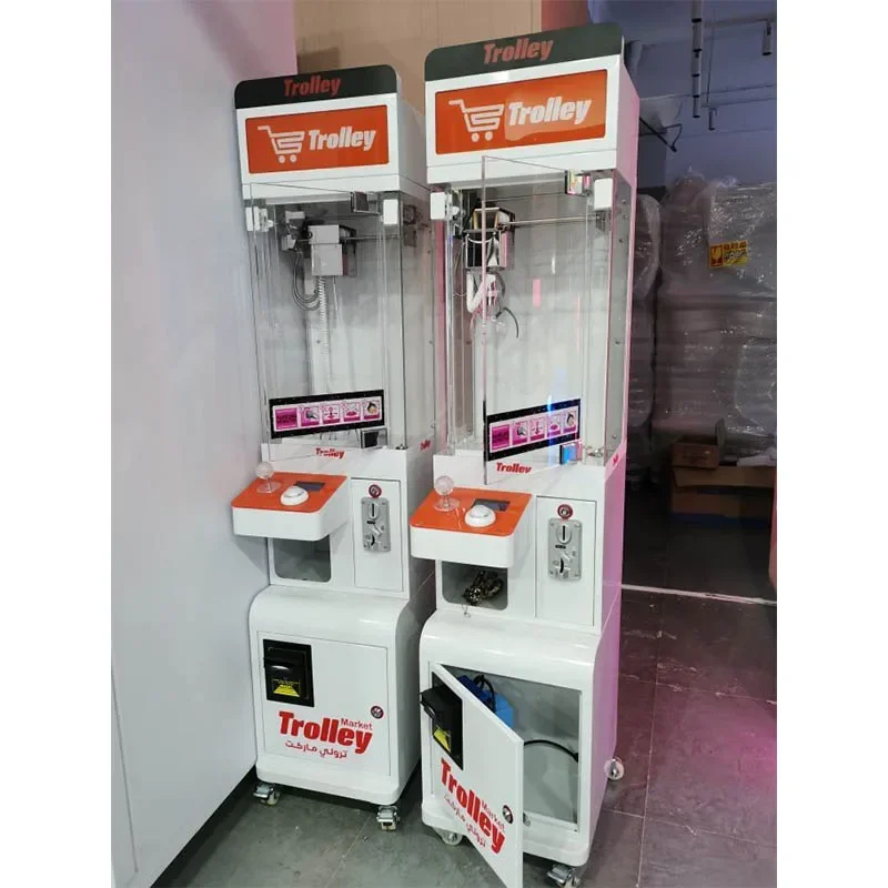 Custom Unique and Different White Mini Claw Machine with Bill Acceptor and Prize Box Crane Arcade Vending Machine