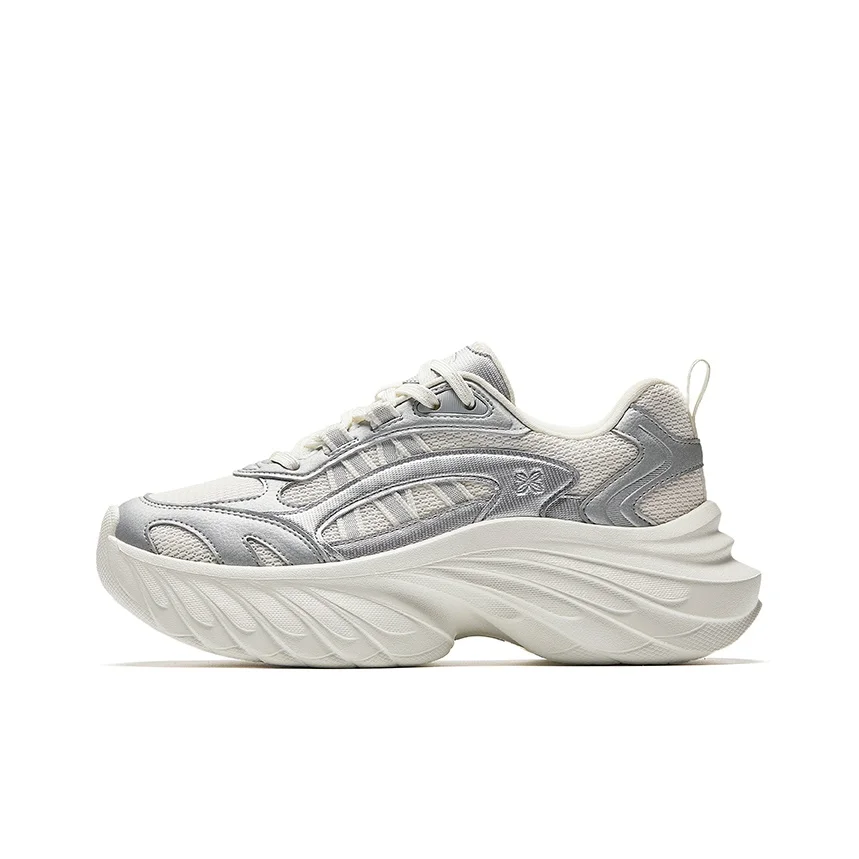 Anta Firework Abrasion Resistant Slip Resistant Low top Casual Shoes Women's White Silver 922538882-1