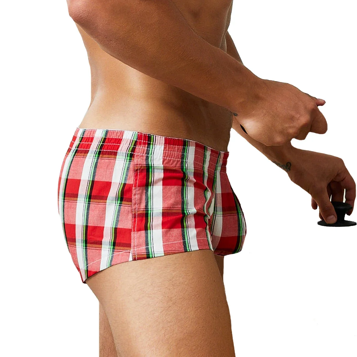 

Модный клетчатый дизайн с блокировкой цветов, мужское нижнее белье на плоской подошве, сексуальная расширительная сумка, забавные трусы, удобные домашние короткие трусы с низкой посадкой