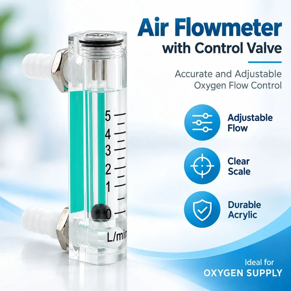 Acrylic Gas Flow Meter Float Indicator Direct Reading Variable Area Flowmeter Transparent Tube Compact Tube Flow Meter