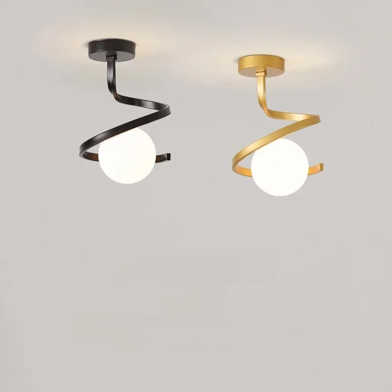Modern Black Opal Glass Globe Flush Mount Ceiling Light for Bedroom Hallway