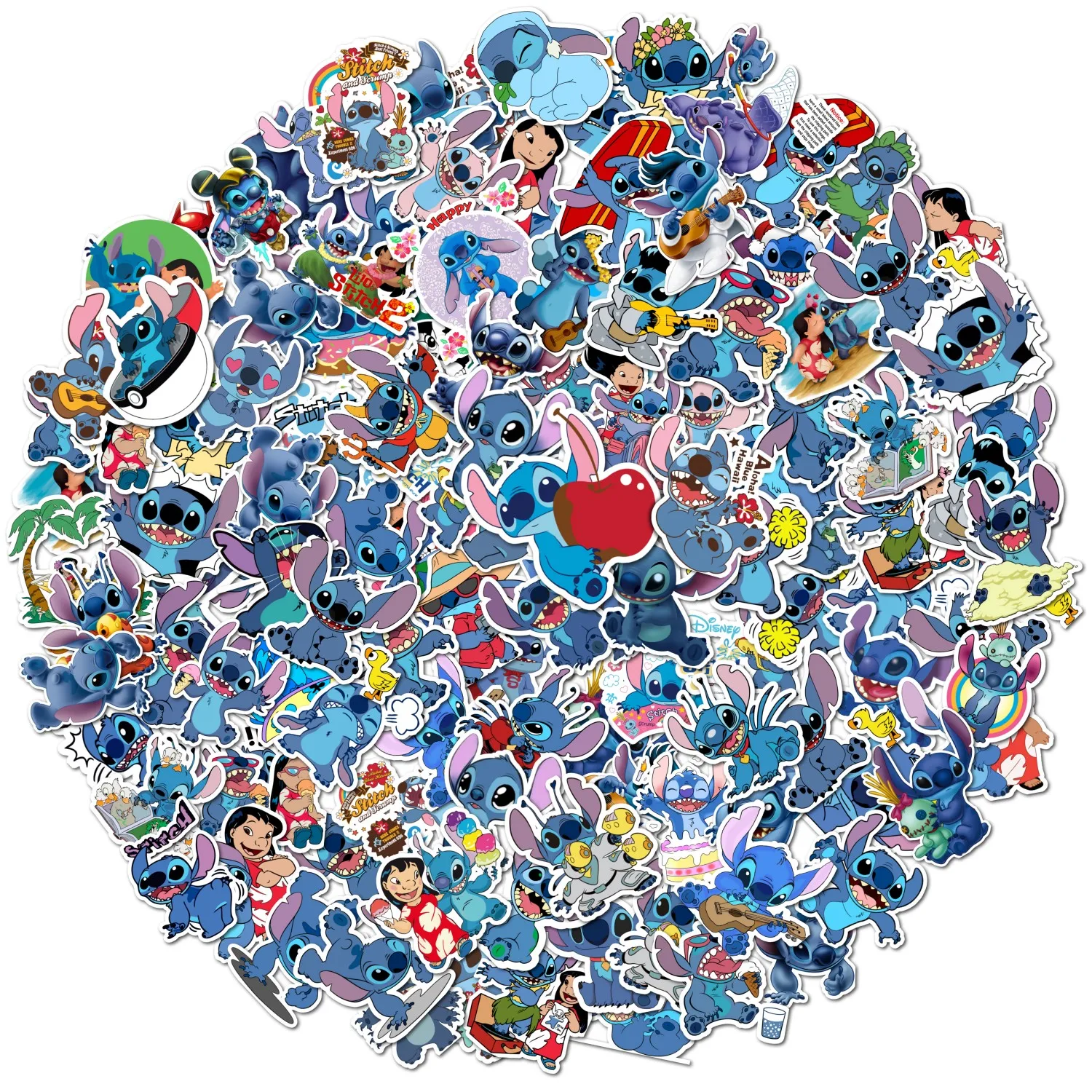 100PCS Disney Cute Cartoon Lilo & Stitch Stickers Kawaii Decals Kid Toy DIY Laptop Suitcase Notebook Decoration Sticker image 3