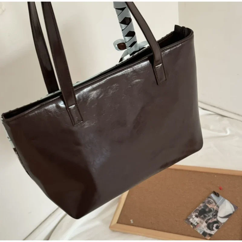 Schultertasche mit Schleife und gepunktetem Gittermuster, Damen-Handtasche mit kariertem Spitzenmuster und kontrastfarbenem Patchwork, niedliche, süße, elegante Tragetasche mit großem Fassungsvermögen – Detail 5