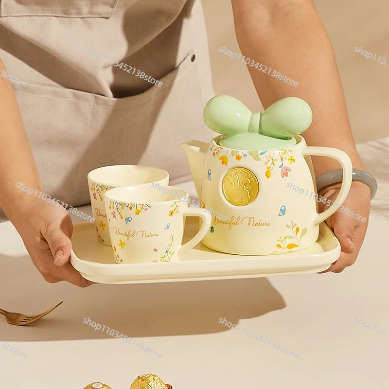 Teapot Tea Ceramic Household Creative Patch Small Fresh Kung Fu Flower Teapot Cute Heat-resistant Filter Cold Water
