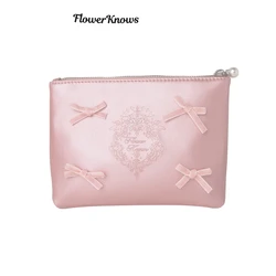 Flower Knows Cosmetic Bag Pink PU Leather Bow high-capacity