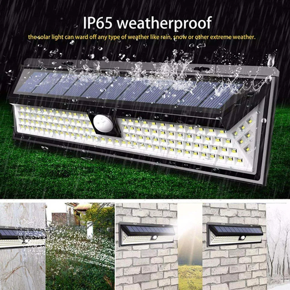 

2pcs Solar Motion Sensor Wall Light Outdoor Security Lamp Energy Saving Emergency Light 3 Modes 118 LEDs Dim Black