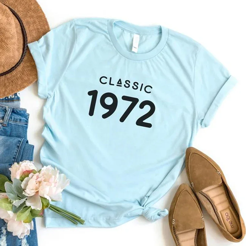 2024  Streetwear Tee Shirt Vintage 1972 T-Shirt Women 52 Years Old 52nd Birthday Gift Girls Mom Wife Daughter Party Top Ts