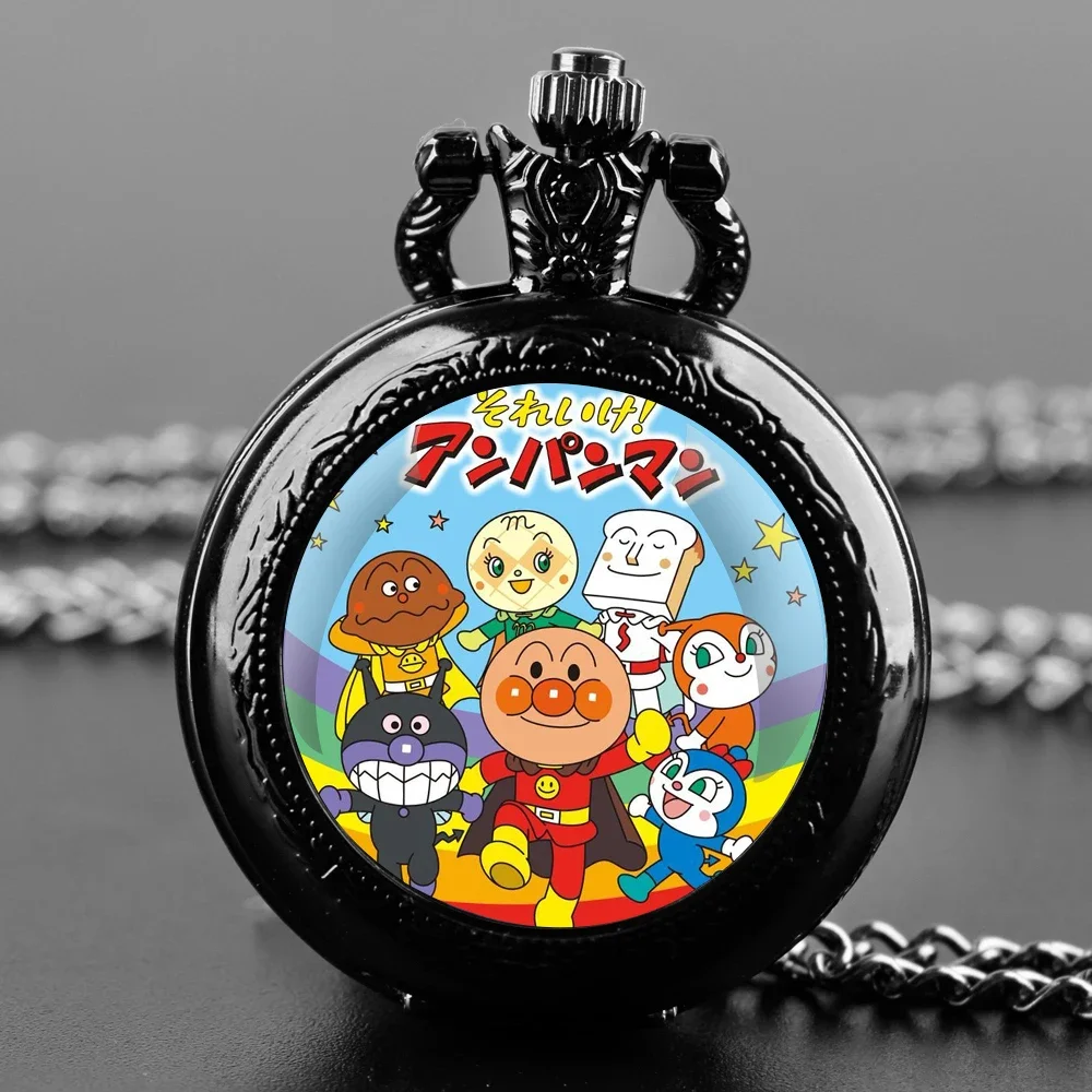Cartoon Design Glass Dome Quartz Pocket Watch with Arabic Numerals Dial Durable Chain Perfect For Gifts
