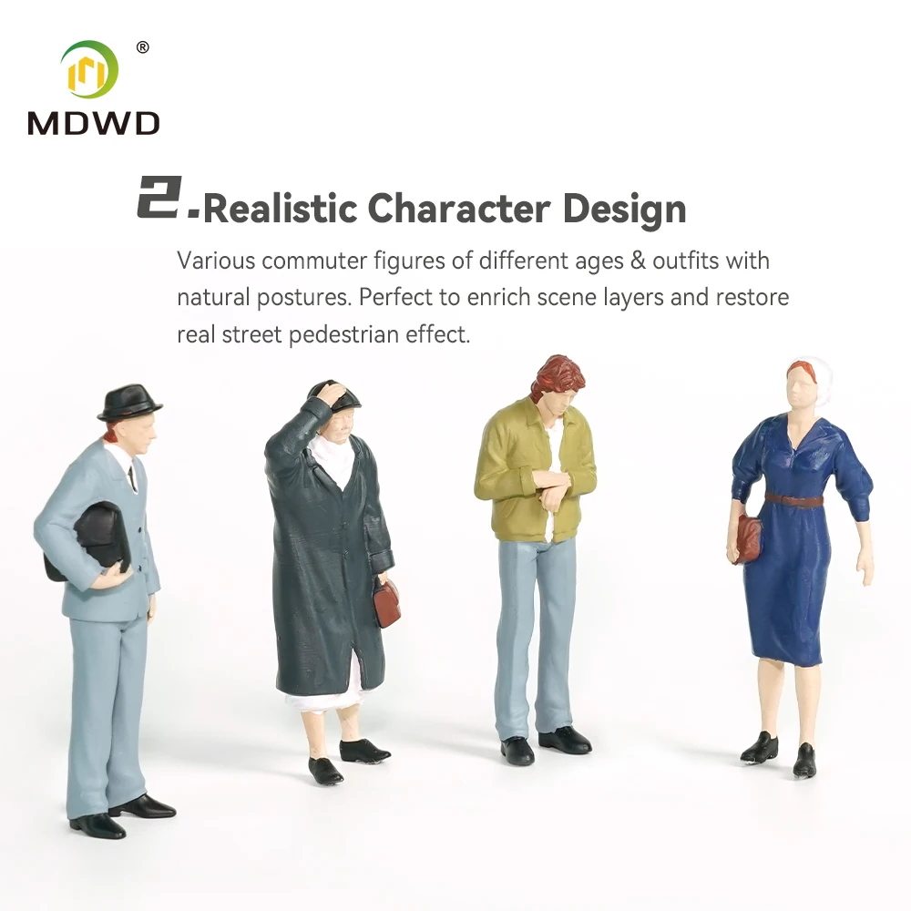 1:25 Scale Painted Resin People Figures Miniature Commuter Model Sand Table Diorama Architecture Scene Layout Accessories