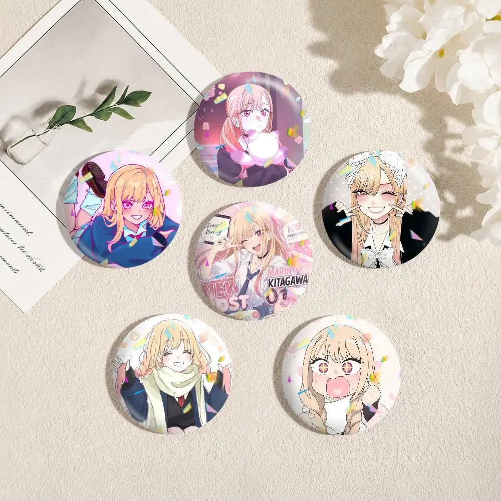 Anime My Dress Up D-Darling 25 32 44 58 75mm Badges Personalized Round Brooches Pins Accessory Gift