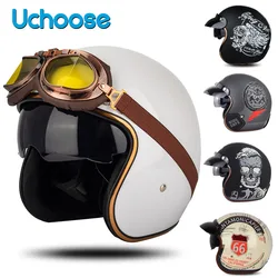DOT Open Face Casco Moto for Motorcycle Accessories Men Moto Helmets Certificated Retro Motorcycle Helmet Cafe Racer 1