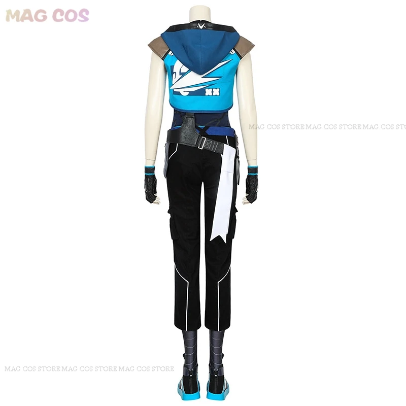 Jett-Disfraz de Cosplay del juego VALORANT para hombre y mujer, chaqueta de fantasía, abrigo, peluca, vestido de batalla, zapatos, traje de fiesta de Carnaval