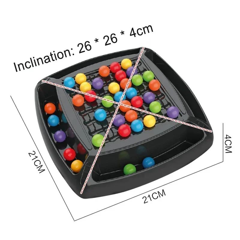 Juego de mesa de ajedrez con bolas de arcoíris, rompecabezas divertido y colorido con 80 piezas de cuentas de colores, juego inteligente para el cerebro, juguete educativo