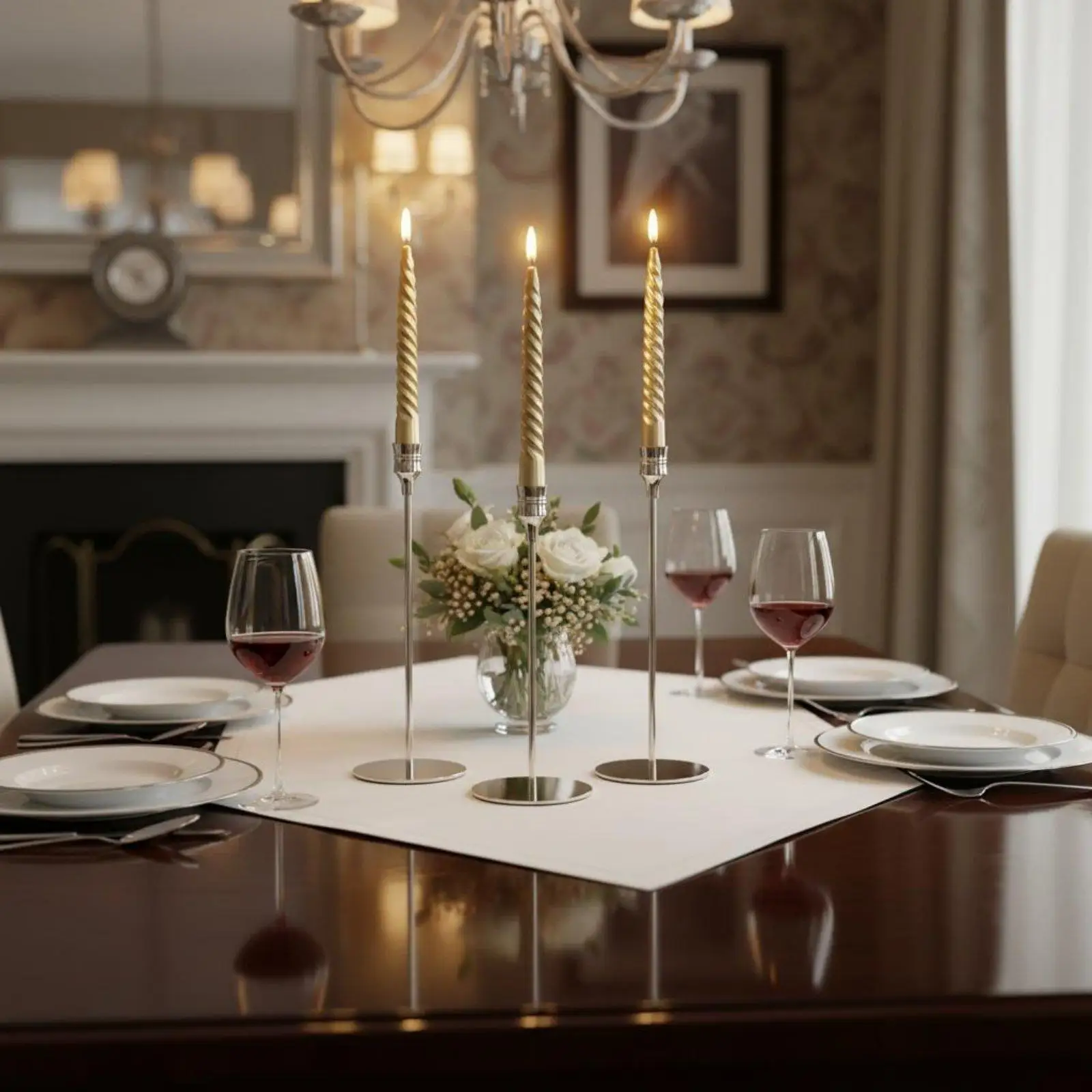 Metal Taper Candle Holder Elegant Long Stem Candlestick Minimalist Design