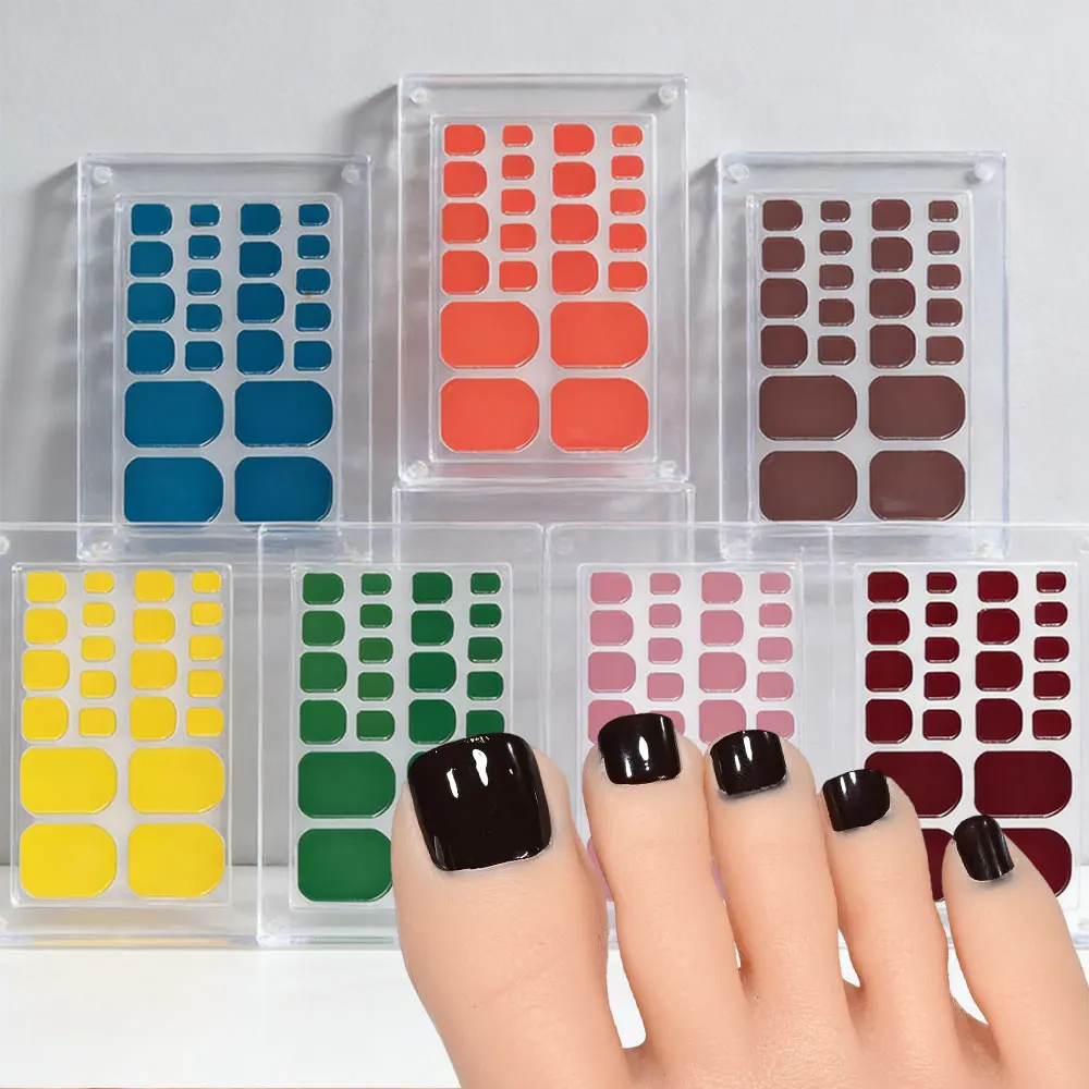 

22pcs Solid Color Toenail Nail Polish Patches Full Cover Waterproof Self-Adhesive Toe Nail Wraps Easy Peel & Stick No UV Light