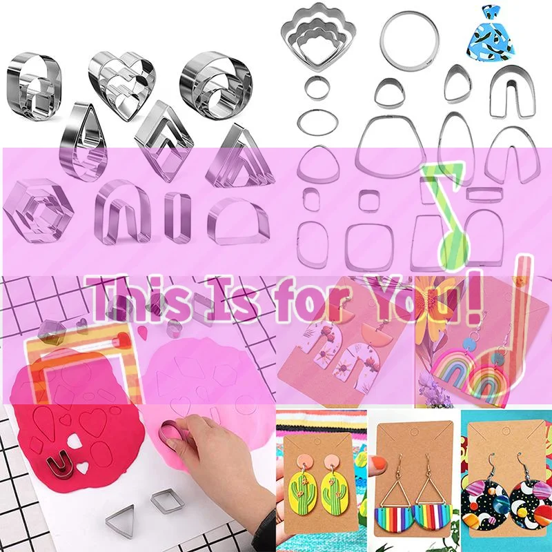 Polymer Clay Earring Cutter 18/21/24 Pcs Set Geometric Mold for Handmade DIY Jewelry Baking Craft Projects