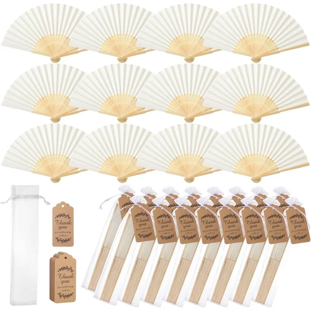 Sets DIY Paper Bamboo Folding Fan Adults Children's Calligraphy Painting Practice Blank White Folding Fan Wedding Party Gifts