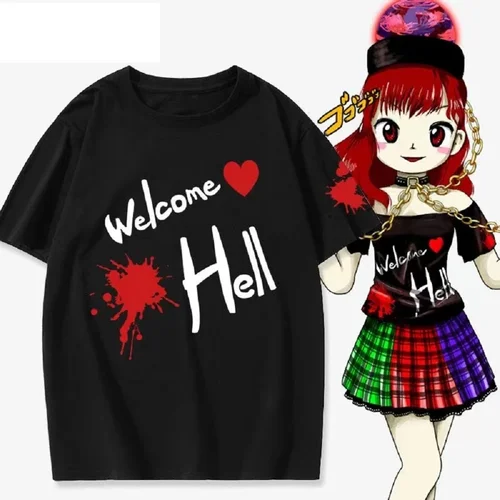 일본 애니메이션 Touhou Project Hecatia Lapislazuli 티셔츠, 남성 골드 프린팅 문자 티셔츠, 여성 하라주쿠 오타쿠 캐주얼 탑 