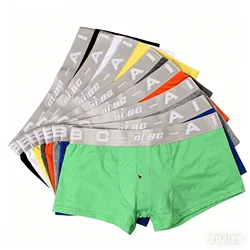 Men's Simple Trunk Cotton Breathable Comfy Elastic Fashionable Letter Waistband Fake Button Sweat Absorption Sports Boxer Shorts