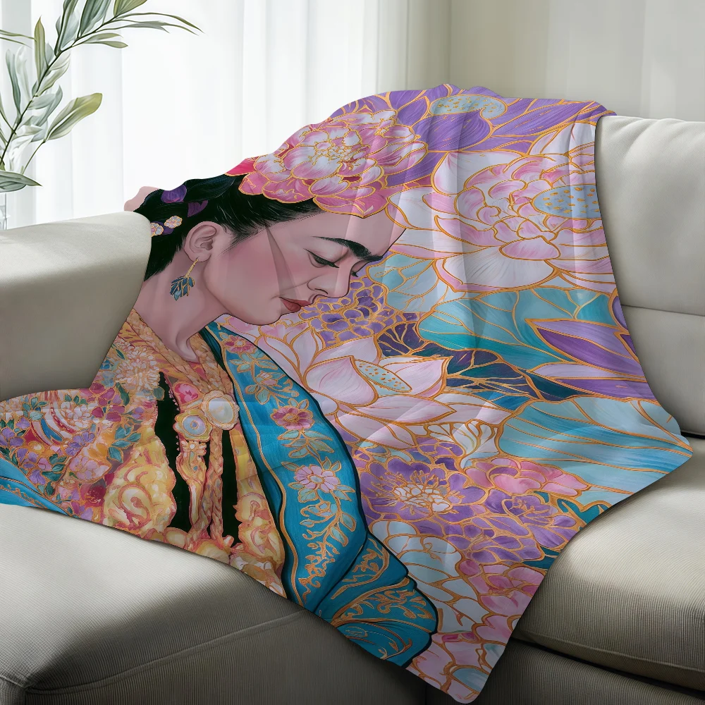 Cartoon F-Frida ART K-kahlo Blanket Suitable For Sofas Beds Offices Cars Outdoor Travel An Ideal Gift For Friends Family