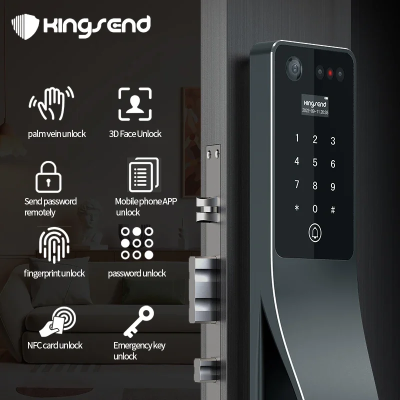 005Tuya Security Fully Automatic Smart Lock 3d Face Recognition Biometric Lock Home Fingerprint Password Lock