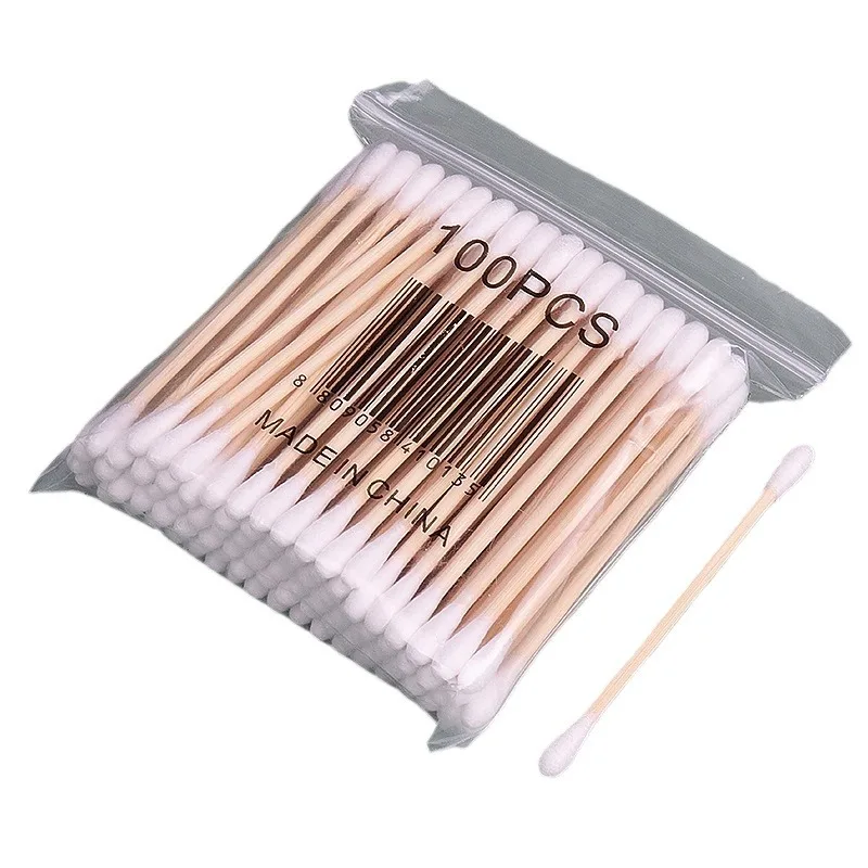 500/1000 Hisopos de Algodón de Doble Punta con Palitos de Bambú para Uso Personal, Arte de Uñas y Maquillaje