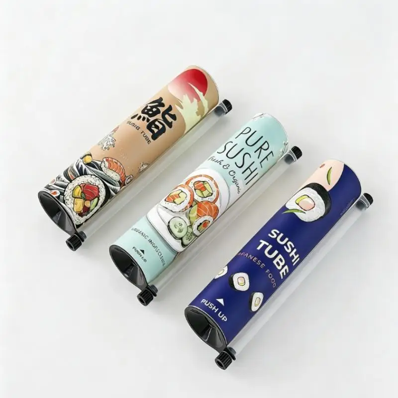 1Pcs Round Sushi Push Box With Sauce Straw Food Grade Sushi Mold Push Up Paper Bucket Bento Accessory