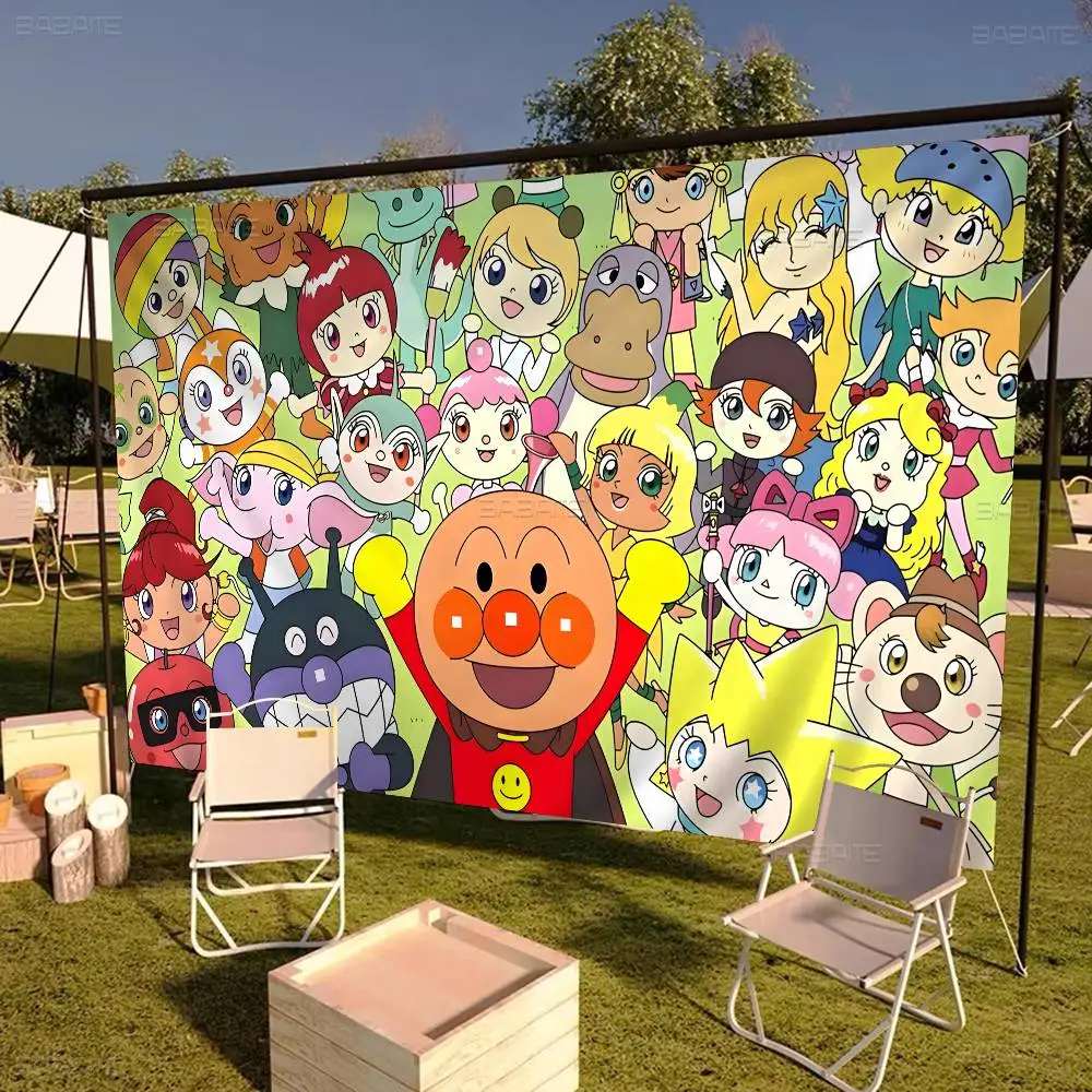 Classic Japanese Anime A-Anpanman Creative Pattern Hanging Flag Polyester Printed Banner Hand Pulled Flag