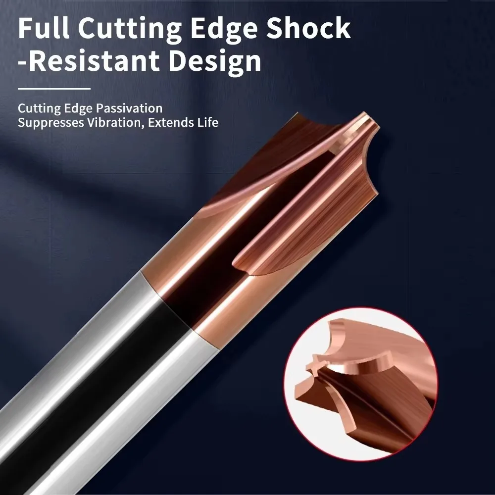 HRC55 Coated Tungsten Steel Internal R Milling Cutter, Alloy Arc R Reverse Forming Cutter for Steel CNC Machining