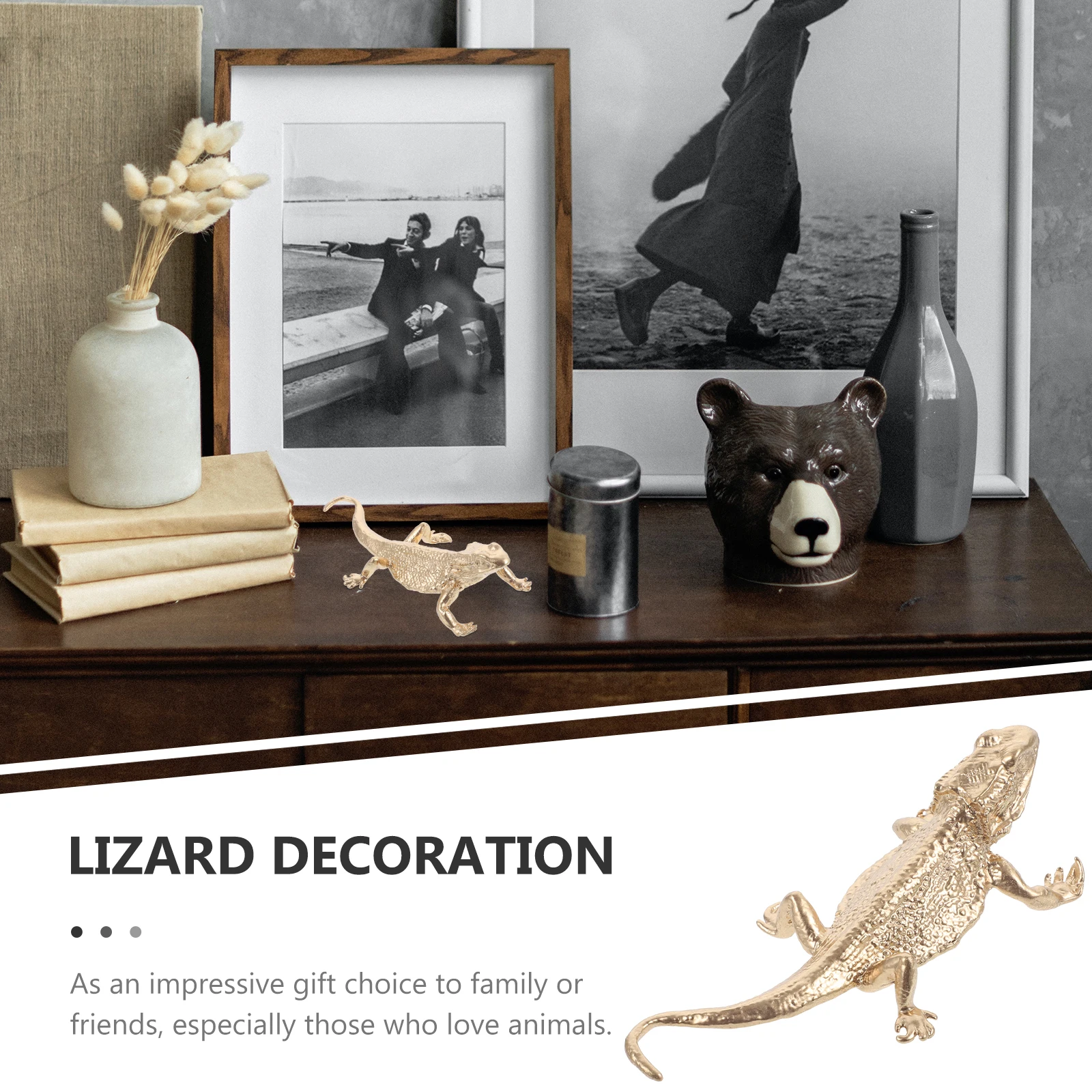 

Lizard Statue Premium Alloy Reptile Animal Craft Desktop Decoration Small Sculpture Ornament Lizard Sculpture