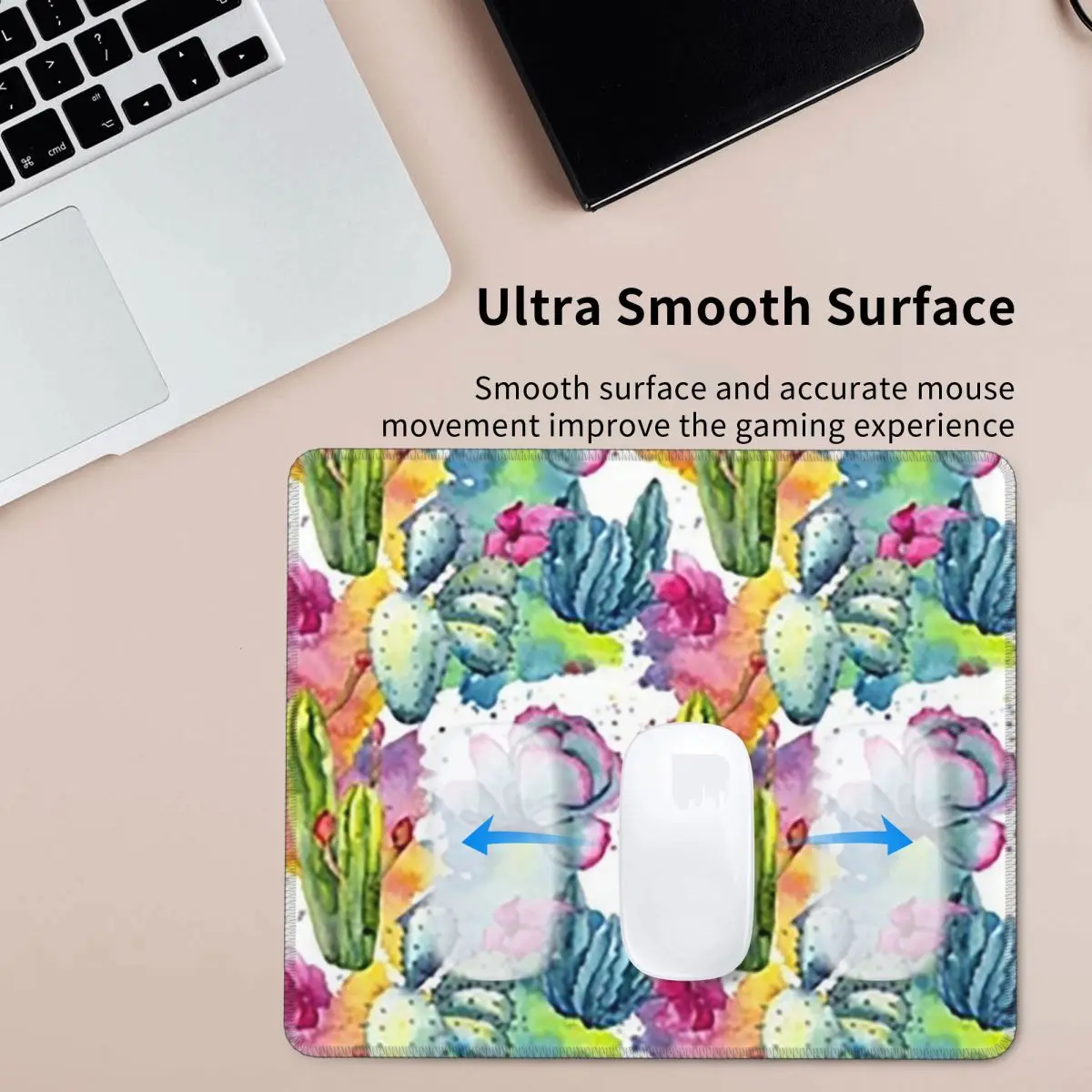 Alas Mouse Bergaya Cat Air Pola Kaktus Bunga Liar Eksotis Alas Mouse Keyboard Komputer Alas Meja PC Gaming Alas Meja