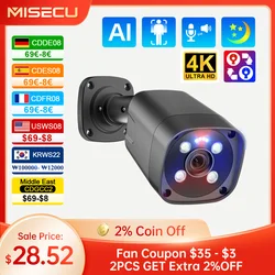 MISECU 8MP POE IP Camera 4K Security Camera Ai Human Detect Color Night Two Way Audio Outdoor Video Surveillance H.265 Onvif