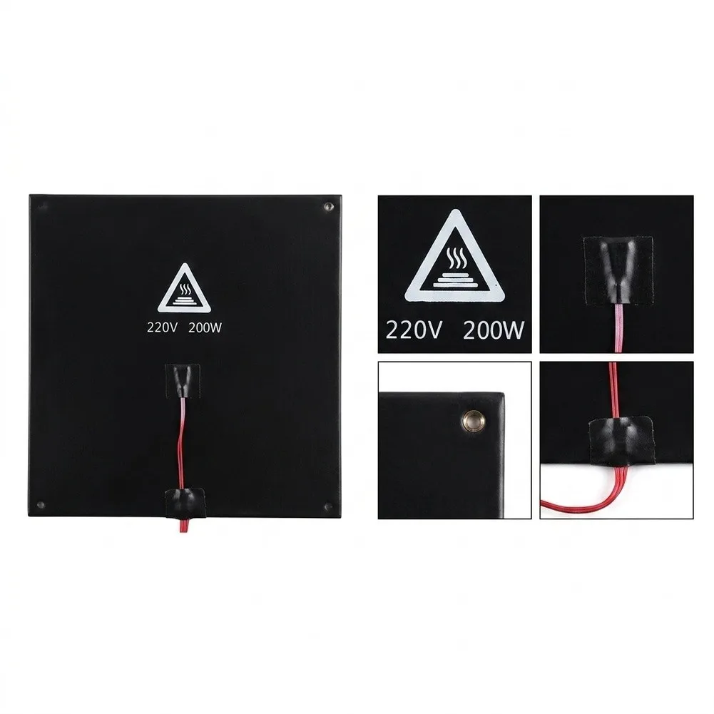 200x200mm Silicone Heated Bed for Creality 3D Printers 24V 220W Aluminum Hotbed 3mm Thickness 4.2mm Hole Diameter