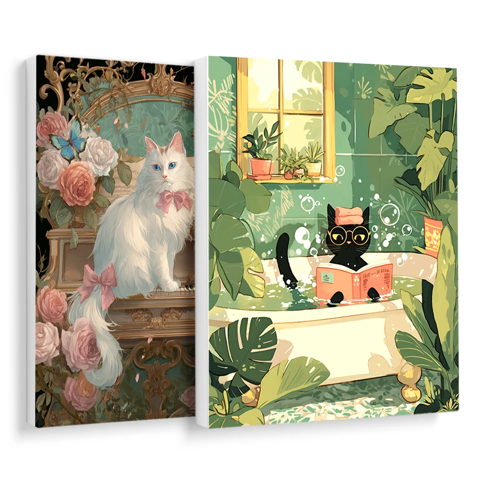 

RUOPOTY Paint By Numbers Cartoon Cat Elegant Pet Animals Drawing Crafts Crafts Paint Pictures By Numbers Handmade Oil Room Deco