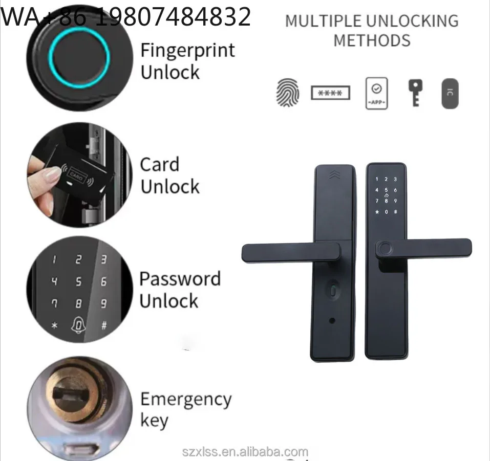 WiFi Digital Hotel Smart Door Lock Phone Remote Unlock Fingerprint Password IC Card Handle Design  Safety Lock