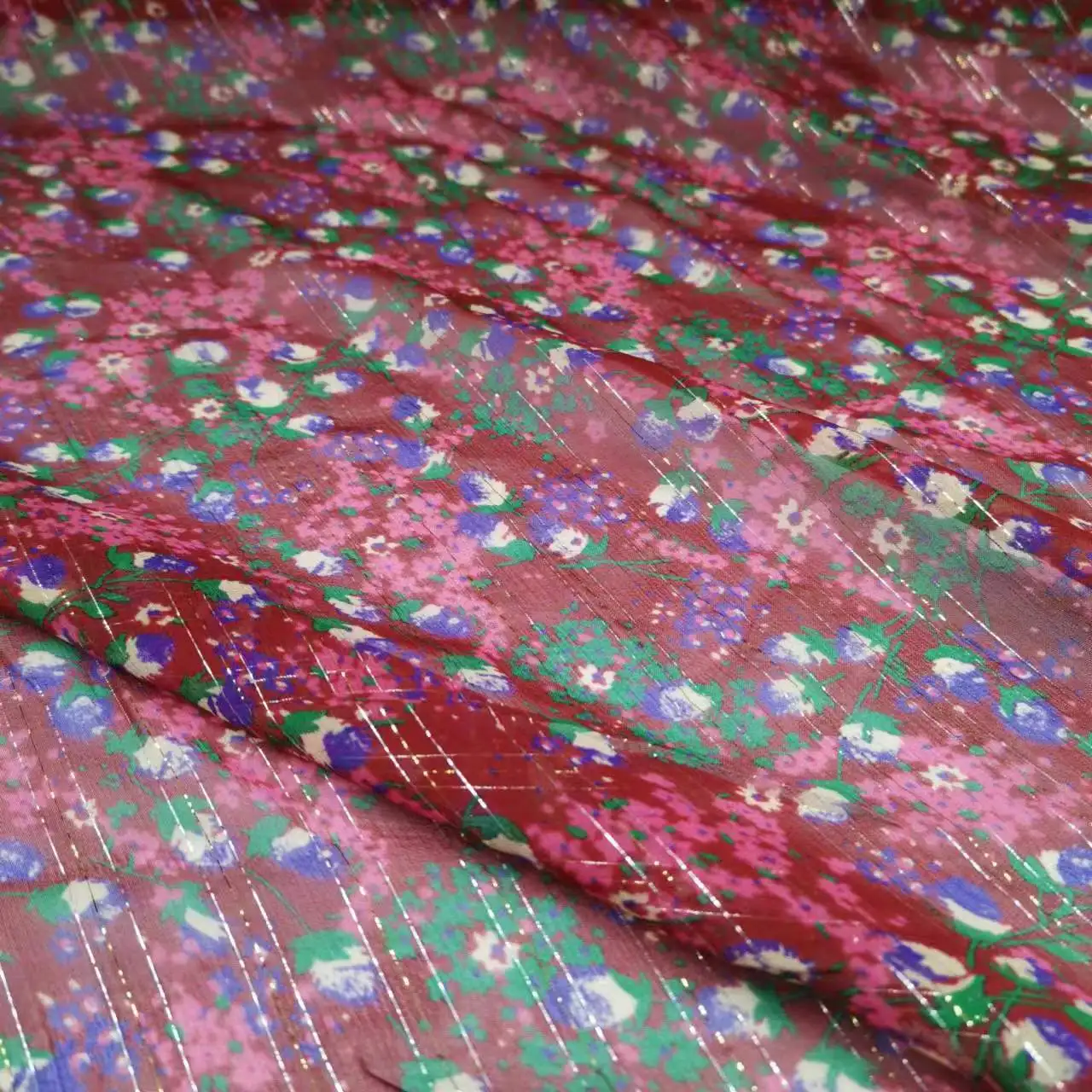 Bling Silk Georgette Metallic Jacquard Shimmer Floral Printed Qualified Shiny Saree Toub Fabric