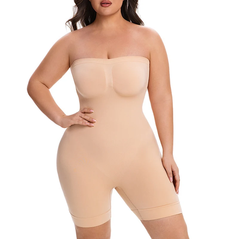 1pcs Women Traceless Bodysuit Strapless Shapewear Female Tummy Control Full Body Shaper Anti Chafing Short Butt Lifter Yoga Wear