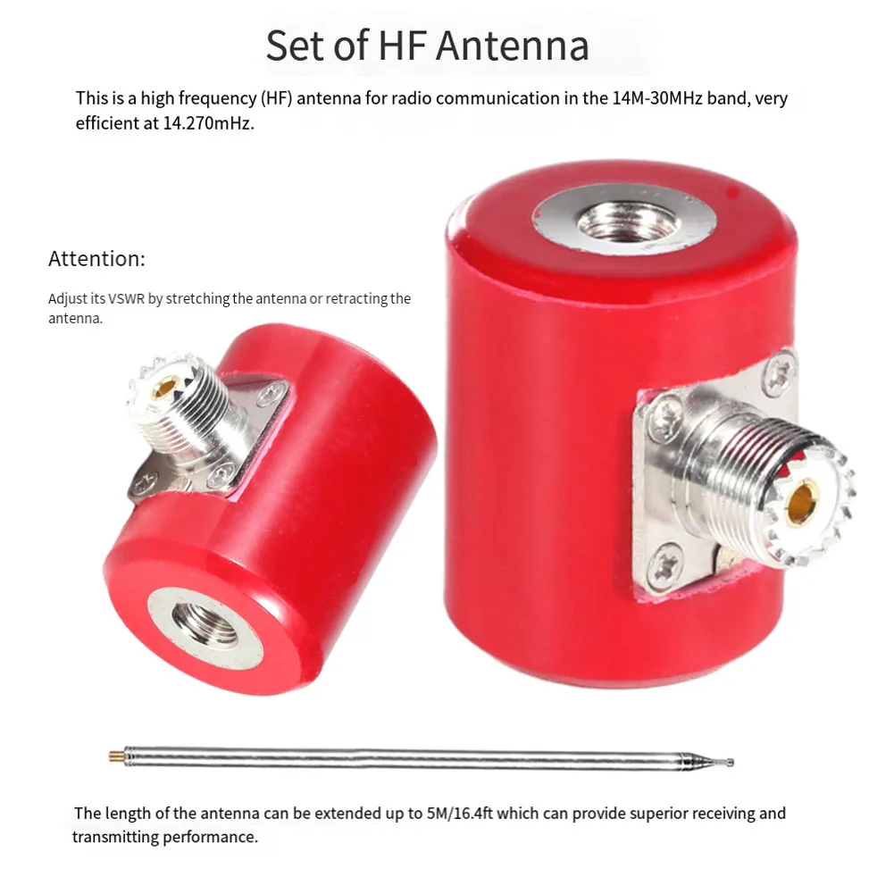 1/4 Wavelength Antenna 14M-30MHz Antenna Adjustable VSWR Corrosion-resistant Efficient At 14.270mHz Long-lasting