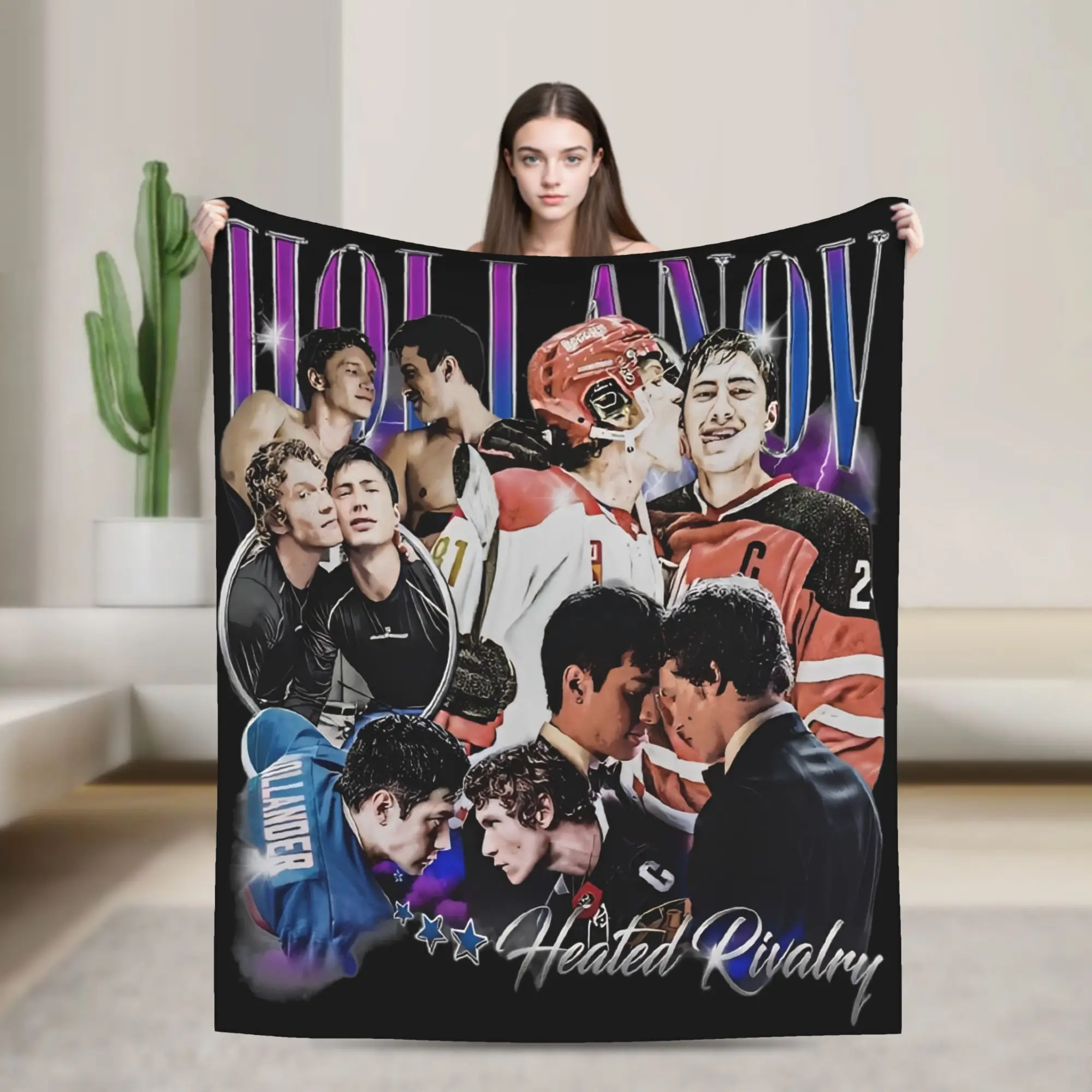Hollanov Hockey Romance Blankets Heated Rivalry Flannel Awesome Warm Throw Blanket for Bedspread All Season