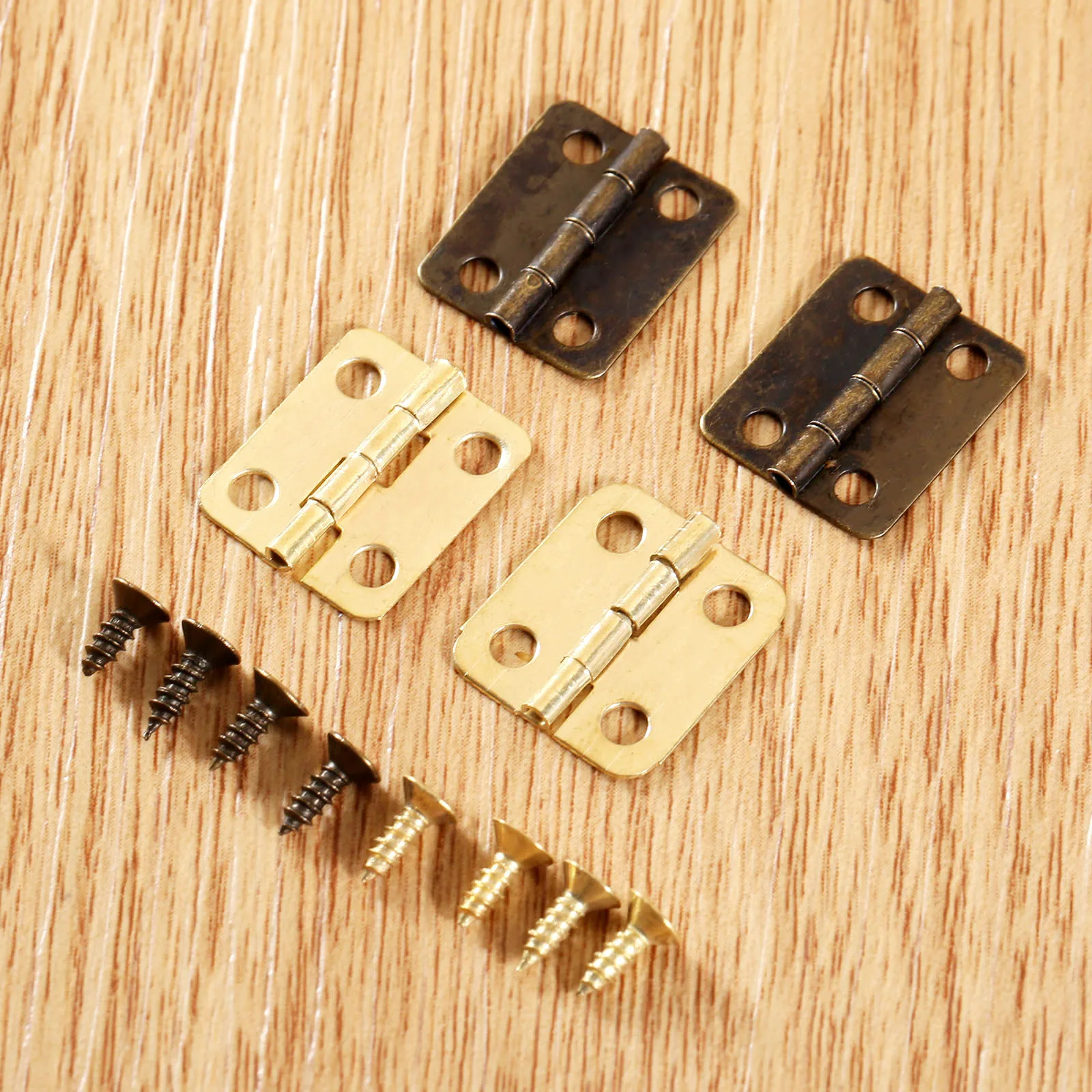 10 Pcs Antique Bronze/Gold Cabinet Hinges Furniture Fittings Wood Jewelry Boxes Small Hinge Cabinets Furniture Hardware 16x13mm