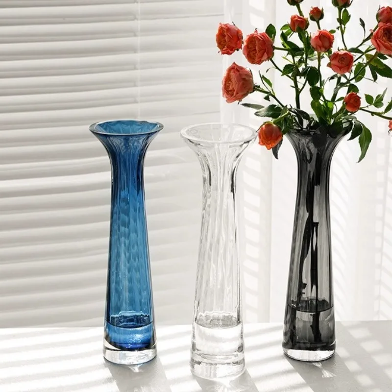 Simple Glass Vase Transparent Hydroponic Dining Table Countertop Modern Decorative Niche Art Ornament Home Decor Jarrones