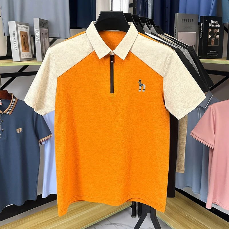 High end brand men's short-sleeve Polo shirt summer Korean version popular cartoon puppy embroidery cooler comfortable T-shirt