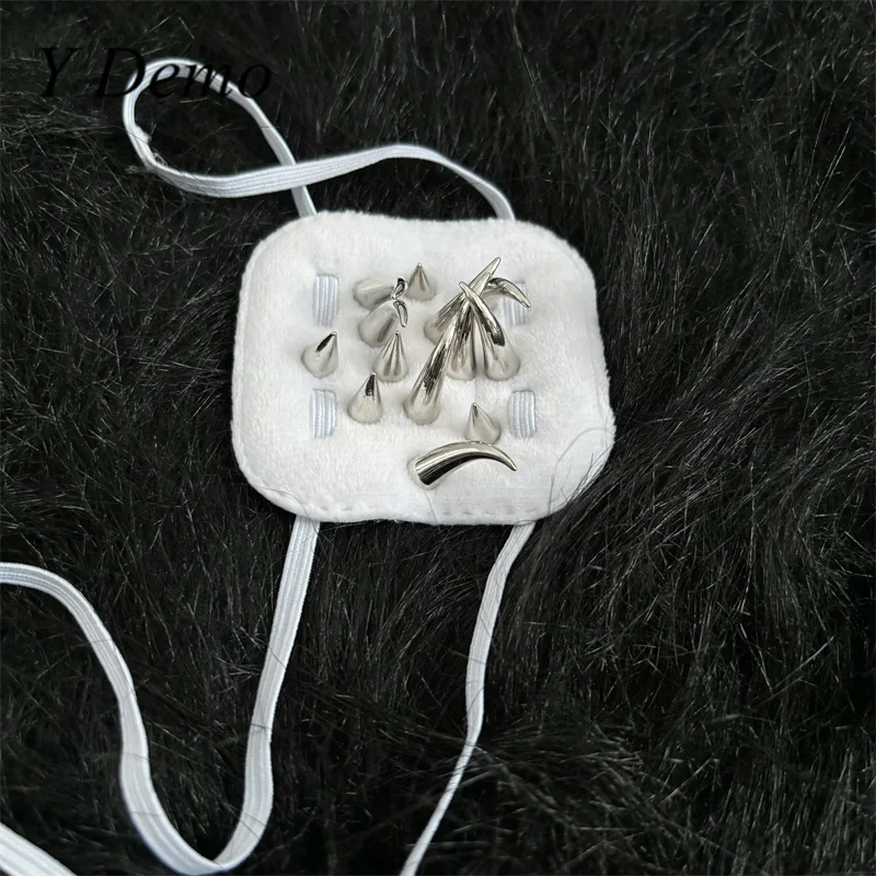 Y Demo Punk Spikes Eyepatch Women Straps White Rivets Cosplay Rock Accessory