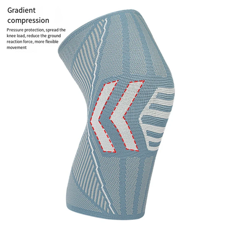 1 Piece Knitted Four-Sided Non-Slip Breathable Knee Pads Sweat-Absorbing Cycling Fitness Running Climbing Knee Pads Blue