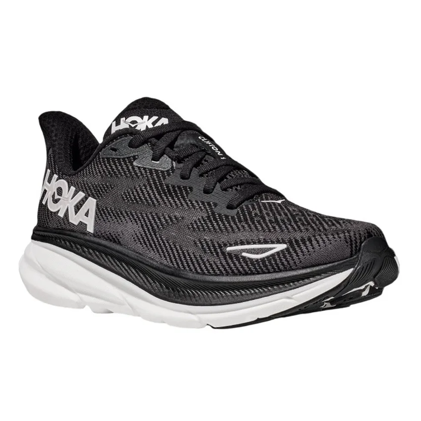 Hoka One One Clifton 9 حذاء رياضي للمشي باللون الأسود والأبيض حذاء رياضي كاجوال للنساء والرجال حذاء جري خفيف الوزن