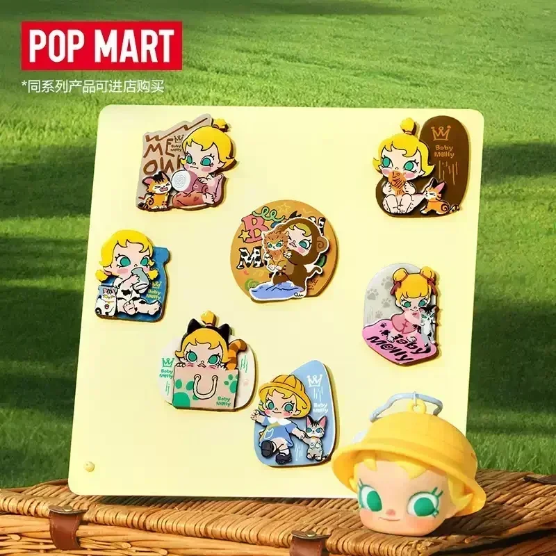 POP MART Baby Molly Baby Tabby Series Magneti per frigorifero Scatola cieca Scatola misteriosa Giocattoli Ornamenti Kawaii Figurine Decorazioni per la casa Desktop